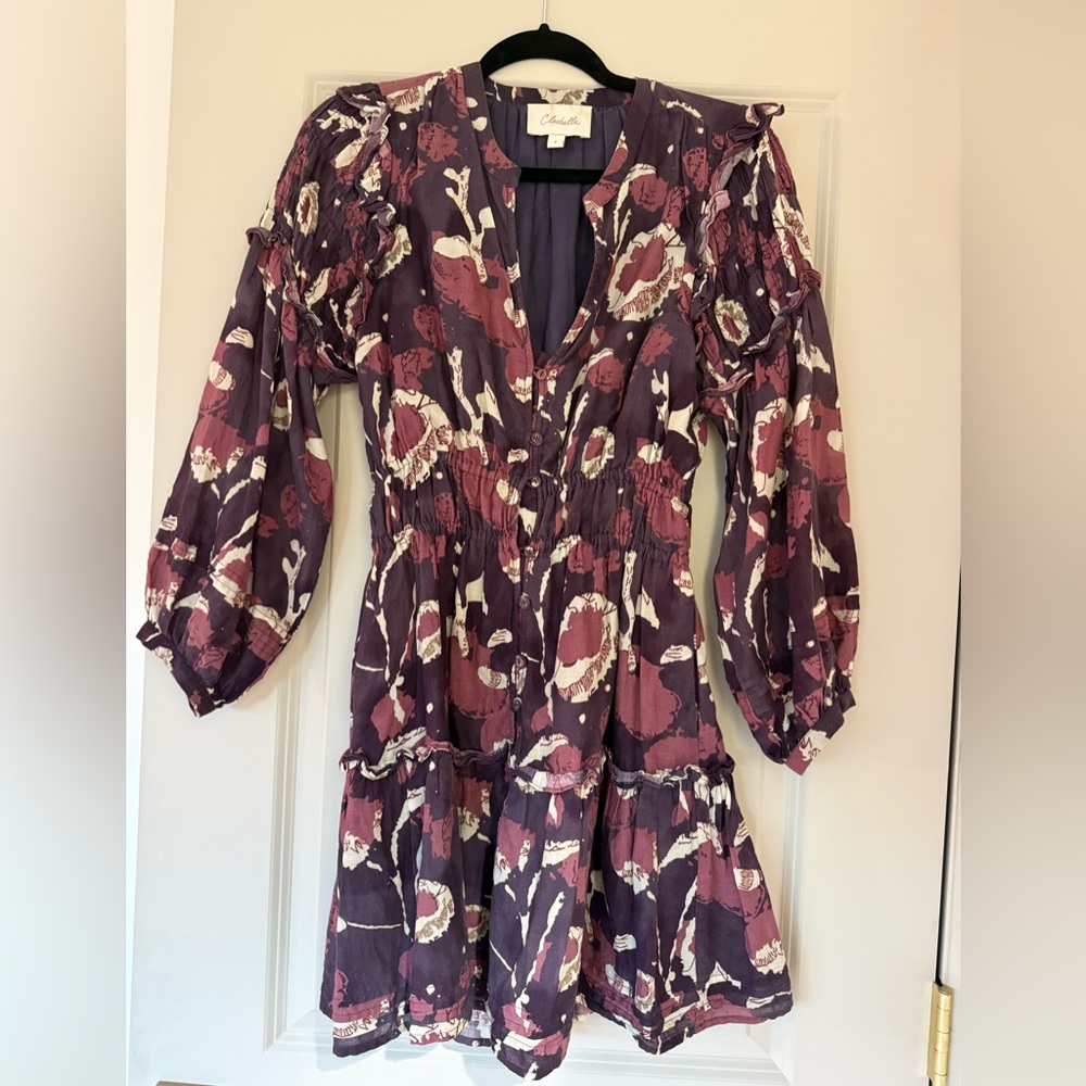 Cleobella Plum Floral Long Sleeve Dress | Size Small